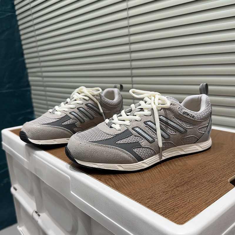 韩版复古风网面透气运动鞋女2026春季新款厚底系带百搭时尚休闲鞋,女鞋,时尚休闲鞋,淘宝优惠券,粉丝福利购,淘宝优惠卷