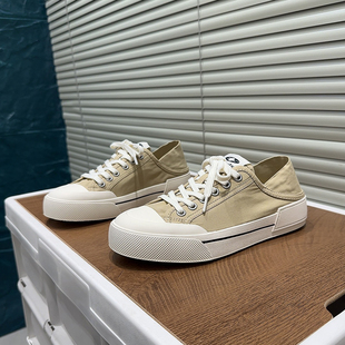浅口低帮学生百搭小白鞋 女圆头系带休闲板鞋 潮 厚底两穿帆布鞋 韩版
