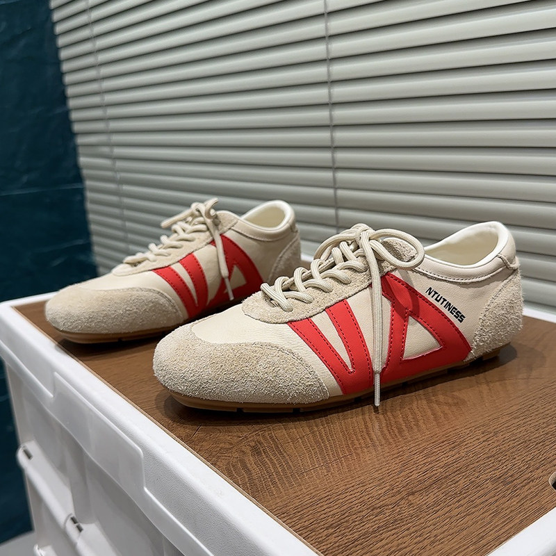 韩版复古风方头拼色德训鞋女2026春厚底系带休闲运动鞋软底板鞋,女鞋,时尚休闲鞋,淘宝优惠券,粉丝福利购,淘宝优惠卷