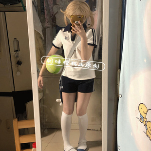 体操服套装女生2025夏季新款拼色短袖polo衫T恤卫裤学院风jk制服