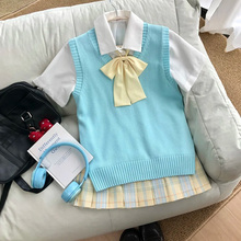 正版原创柚月黄色jk格裙半身裙制服套装女生夏季校供感JK制服套装