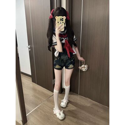 JK制服基础款白三本短袖水手服