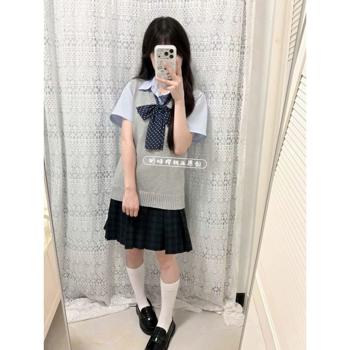 原创jk制服套头针织衫背心马甲图片