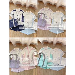 多色体操服JK制服套装女学院风刺绣运动服polo衫jk短袖短裤排球服