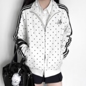 波点体操服外套立领无帽上衣女士韩系早秋运动百搭校供感长袖 外搭