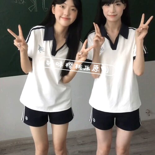 校供感短袖收腰体操服制服套装女