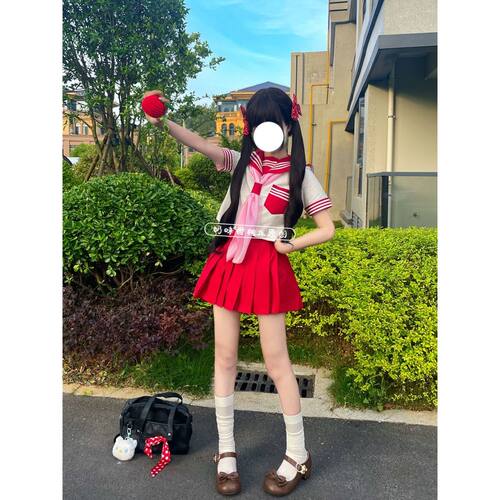 JK制服软妹学院风正版红三本jk