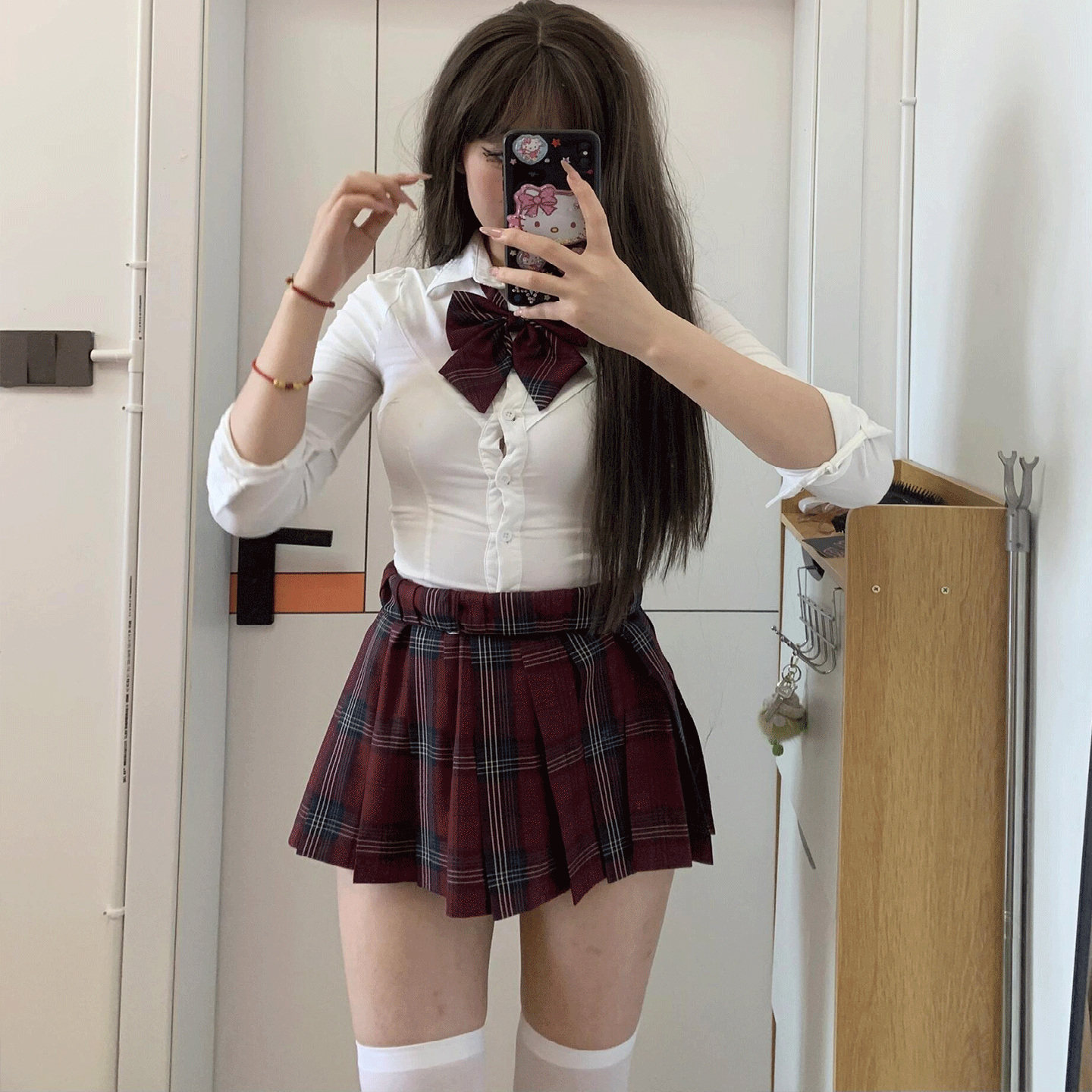 日系jk制服校供收腰显瘦长袖上衣