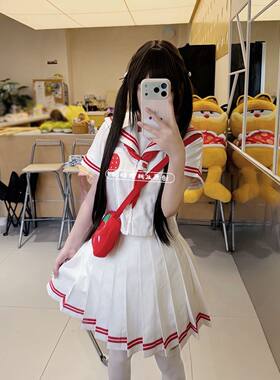 草莓水手服基础短袖上衣百褶裙套