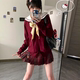日系jk制服酒红色针织开衫 毛衣外搭外套女秋冬显白长袖 校供感制服
