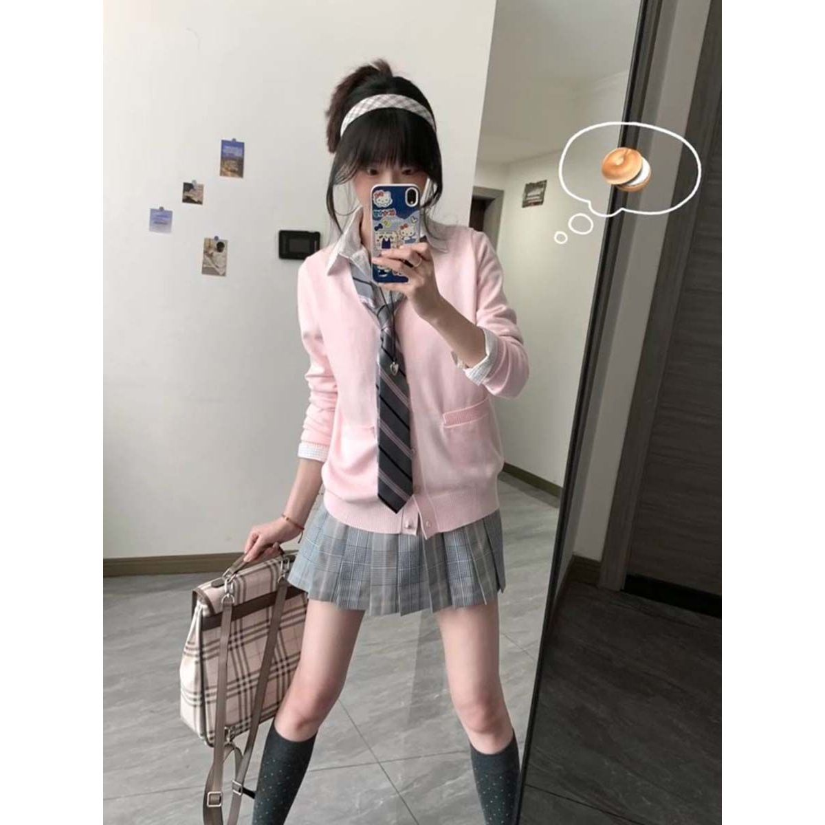 针织衫开衫毛衣外套女粉色秋冬