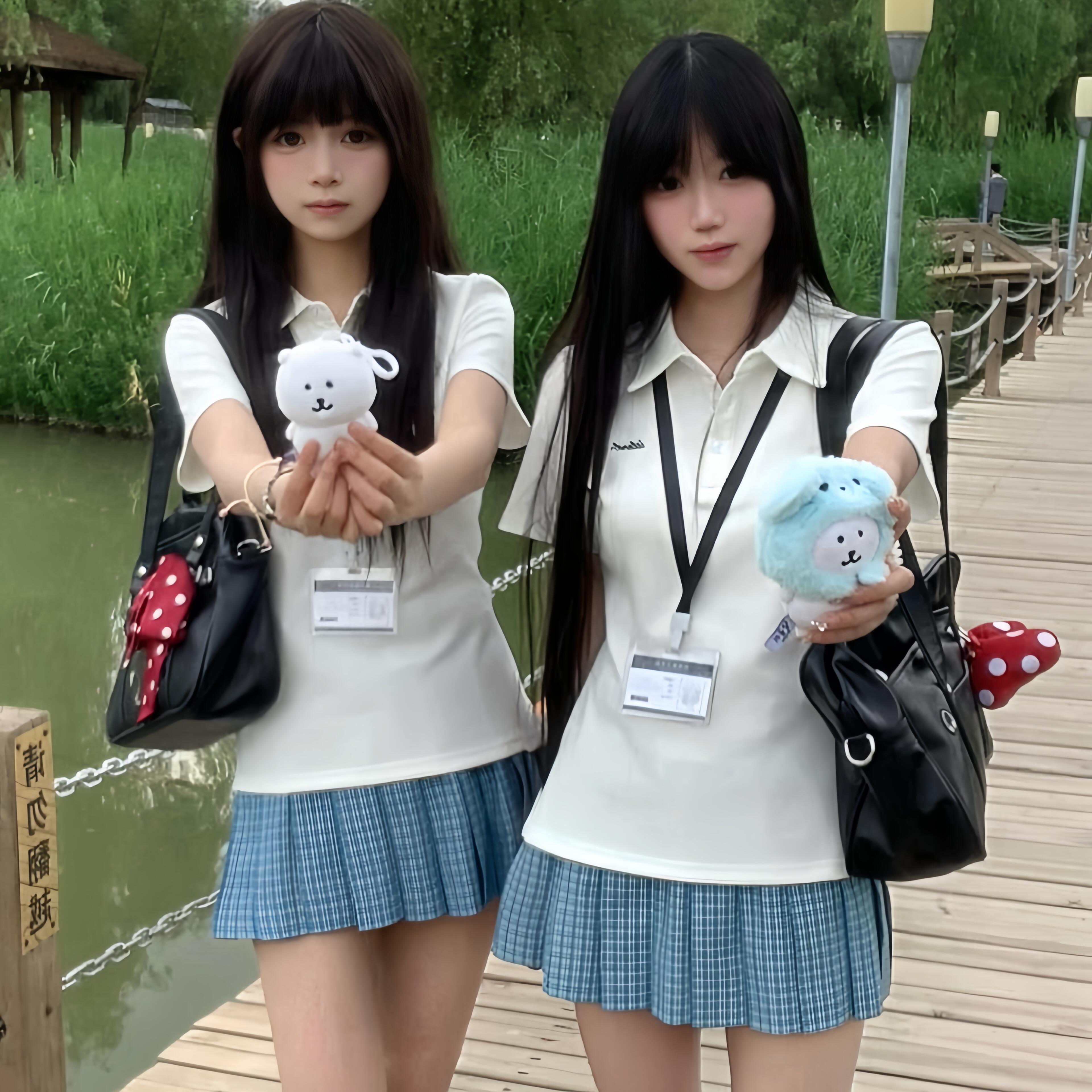 小岛刺绣收腰polo衫T恤上衣女