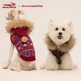 宠物毛衣 狗狗衣服费尔岛连帽背心亲子装 江南先生&andall联名