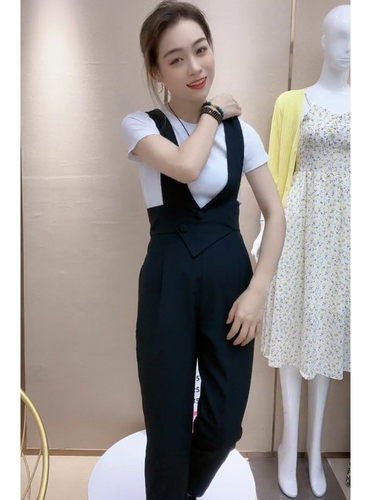 夏季背带裤女九分连体裤