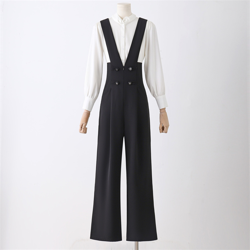 高腰设计感背带裤长裤连体裤