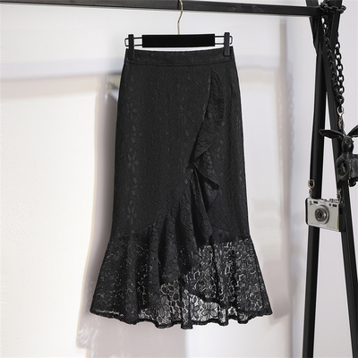 中长裙包臀裙不规则蕾丝半身裙女