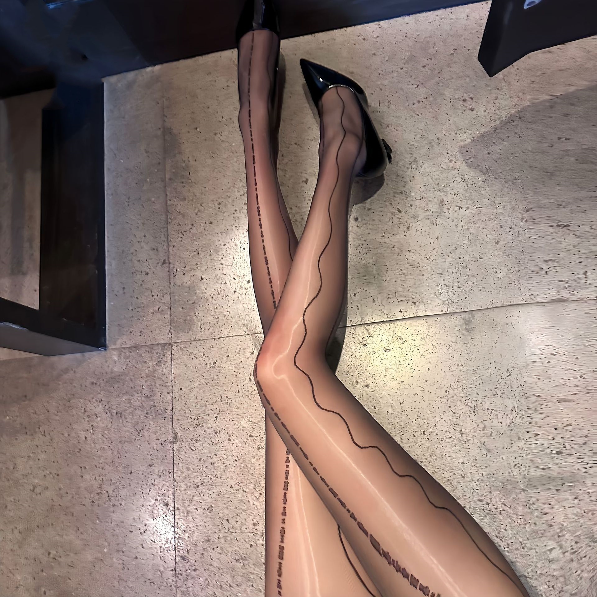 性感油亮极光伪娘连裤袜女装大佬裸感美腿ts男娘变装丝袜韵味紫色