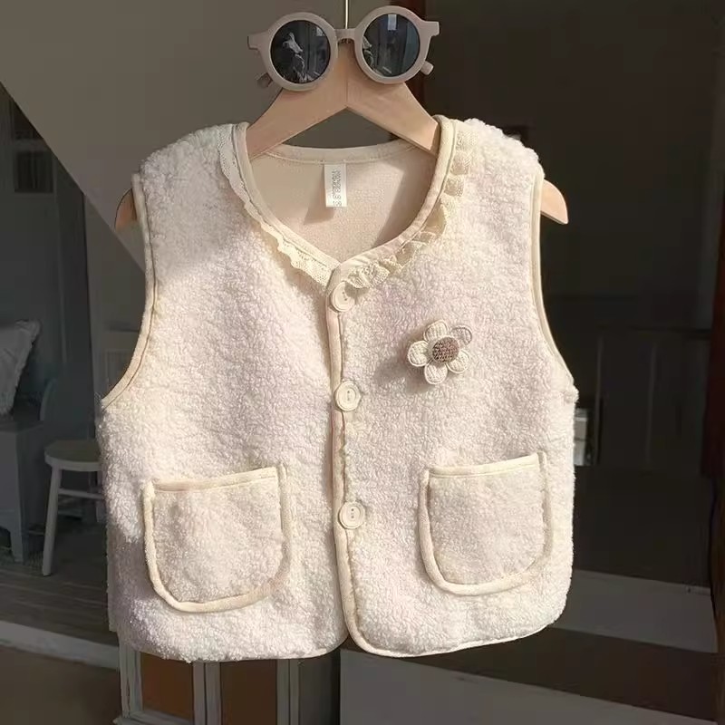 宝宝羊羔绒秋冬加绒背心儿童加厚洋气马甲新款女童保暖时尚外套