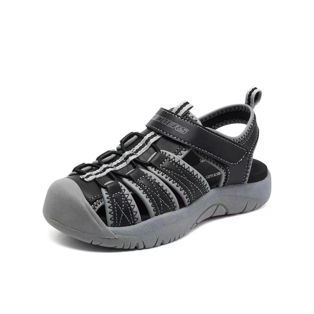 Skechers斯凯奇新款轻便透气休闲鞋子男童魔术贴包头凉鞋415012L