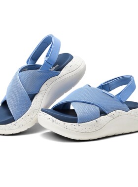 Skechers斯凯奇绵绵鞋夏凉鞋女厚底增高女鞋透气休闲沙滩鞋141514