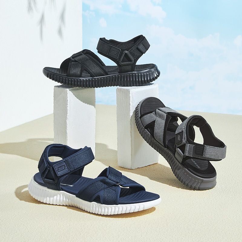Skechers斯凯奇男子夏季新款超轻凉鞋魔术贴运动休闲沙滩鞋237050