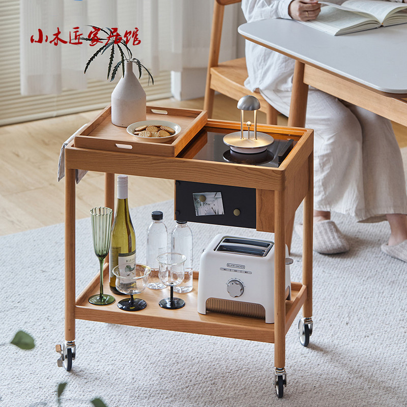 北美樱桃木可移动口袋小推车全实木边几小茶几沙发置物收纳边桌,住宅家具,移动边几/推车,淘宝优惠券,粉丝福利购,淘宝优惠卷
