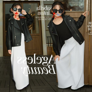 少儿模特T台大赛MOKA演出服舞台走秀女童皮衣机车服比赛儿童服装