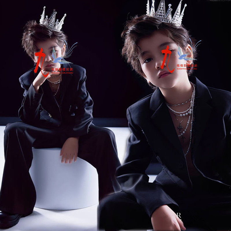 男女童西装套装生日派对礼服主持人唱歌舞台走秀大赛儿童演出服酷