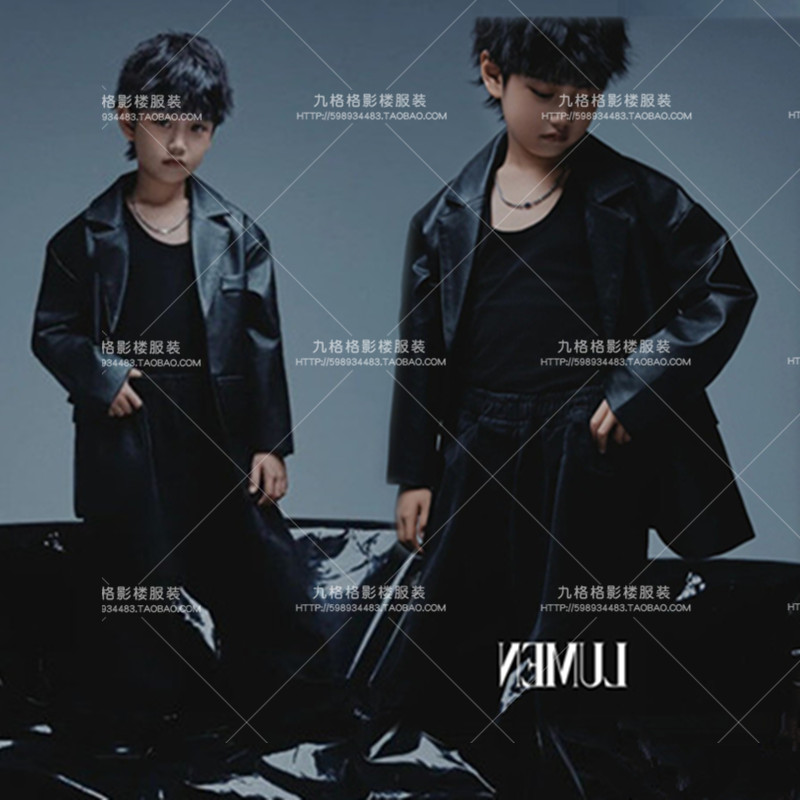 男童皮衣机车服大赛儿童演出服酷