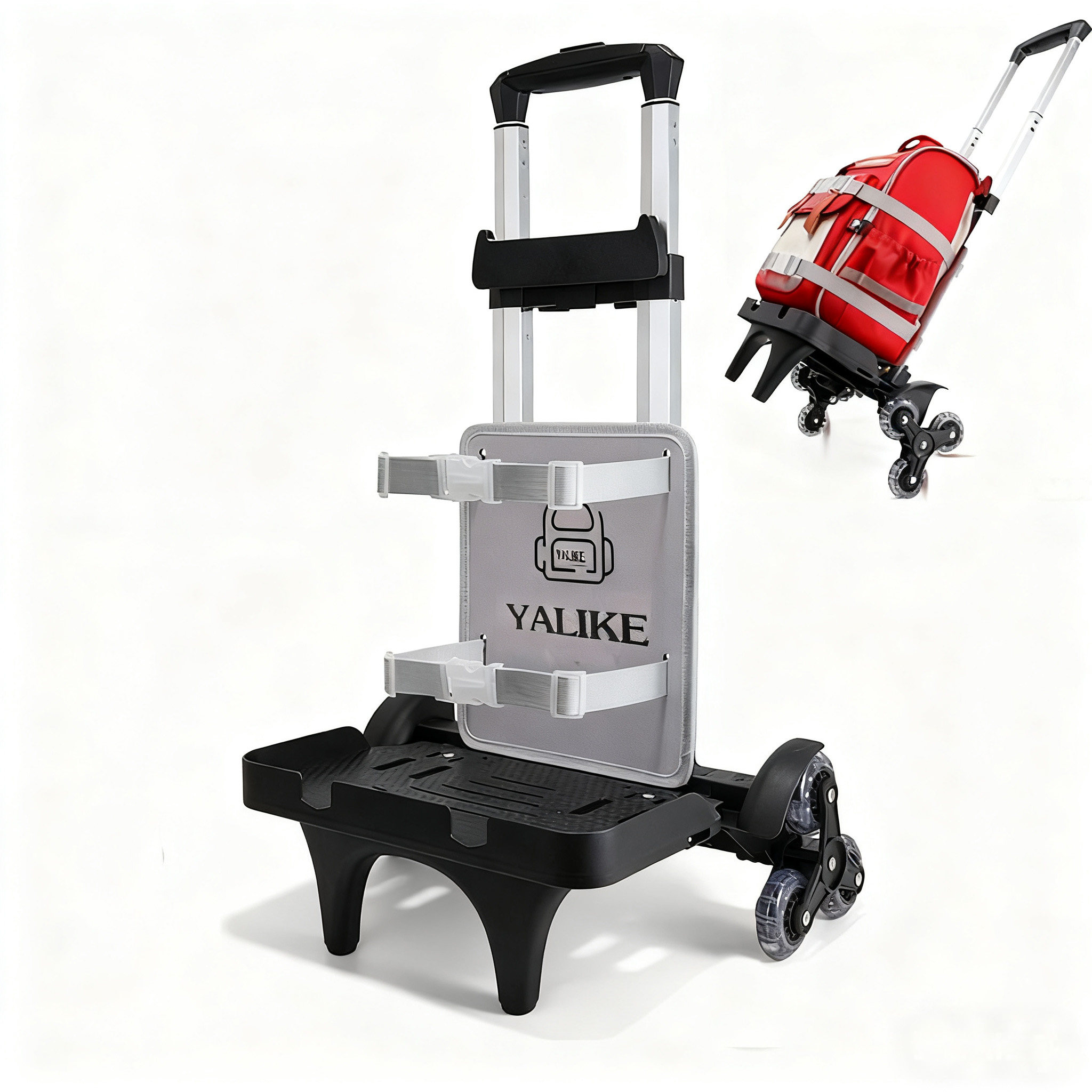 拉杆书包男女小学生三轮闪6爬楼梯配件购物车架可配双肩书包通用