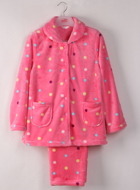 罗丝美法兰绒睡衣女冬季新款柔软保暖舒适家居服套装可外穿17257