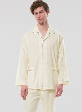 Isyfen/伊丝芬春夏新品睡衣纯棉亲肤薄款休闲男士家居服套装69843