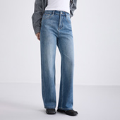 高腰洗水猫须合身型长直筒牛仔长裤 新款 女 2025年秋季 衣唱衣合