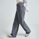 四面弹力水泥灰高腰长直筒牛仔长裤 新款 女 2025年秋季 衣唱衣合