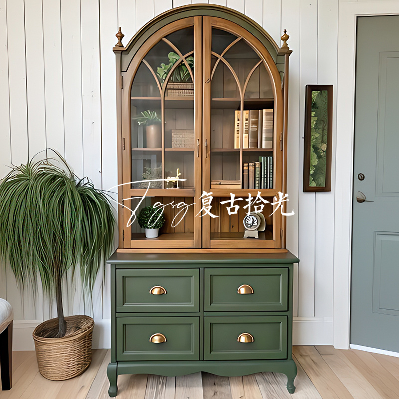 复古拾光法式复古实木书柜展示柜
