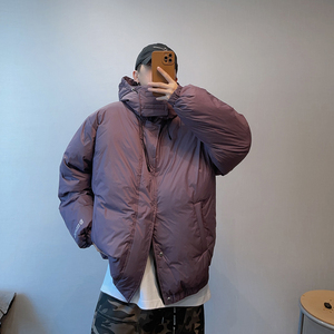 dannyandzee冬季潮牌复古百搭纯色90白鸭绒保暖连帽面包羽绒服男