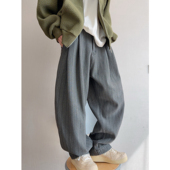 dannyandzee秋冬复古重水洗加绒加厚保暖竖条纹牛仔裤 锥形裤 男INS