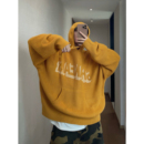dannyandzee秋季复古百搭慵懒风宽松咸蛋黄色连帽针织毛衣外套男