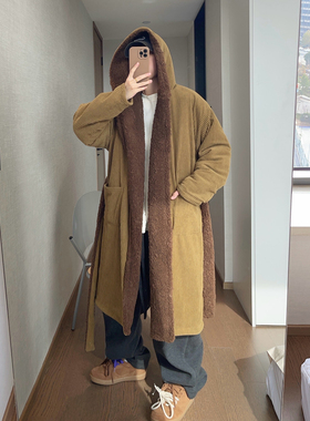 dannyandzee 1月4日上午十点 姜黄色灯芯绒加绒连帽长款厚外套