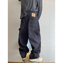 不拖地长裤 弯刀牛仔裤 男 复古百搭原牛色明线工装 dannyandzee秋季