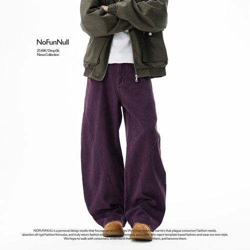 NOFUNNULL360g美式纯棉弯刀裤潮