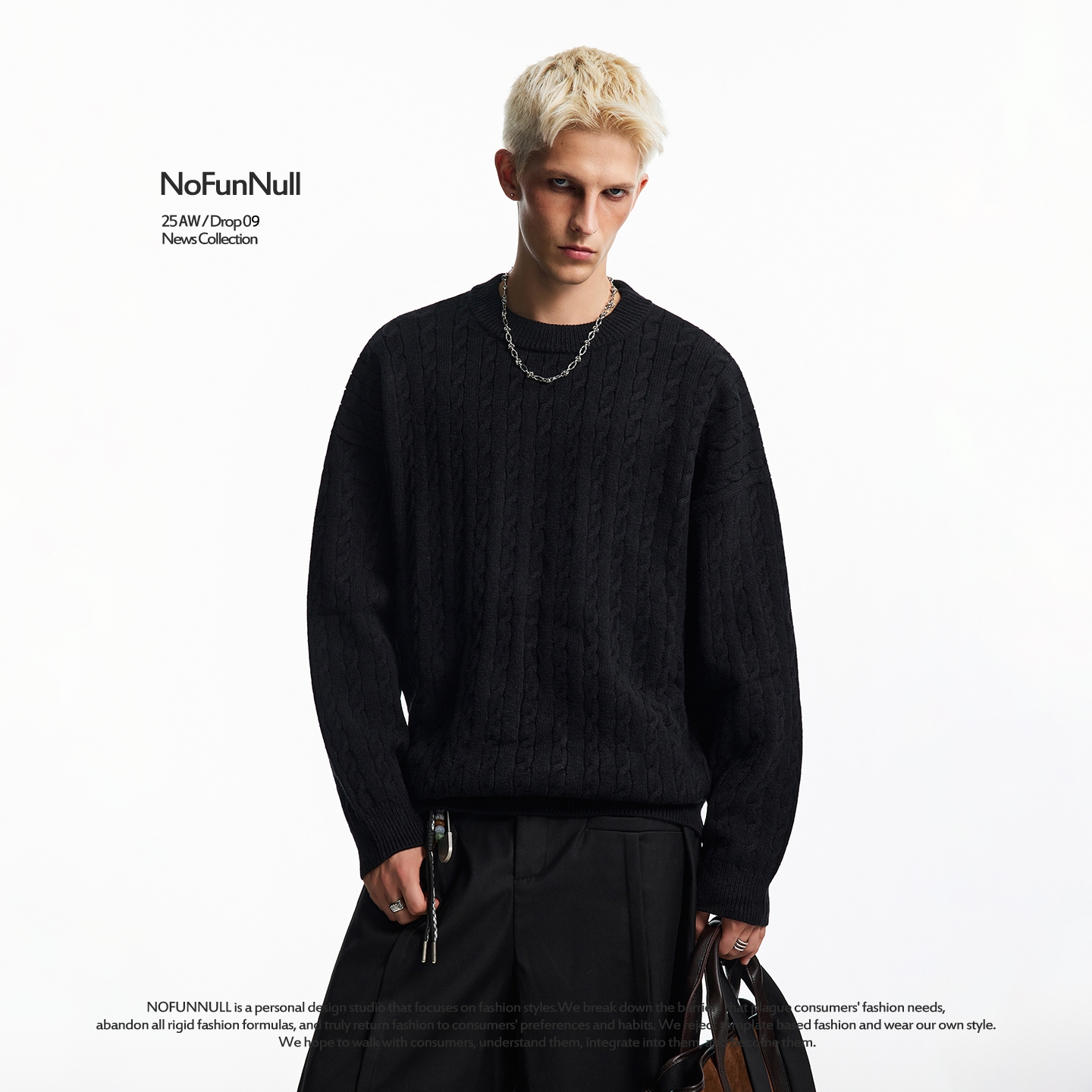 NOFUNNULL美式复古麻花针织毛衣