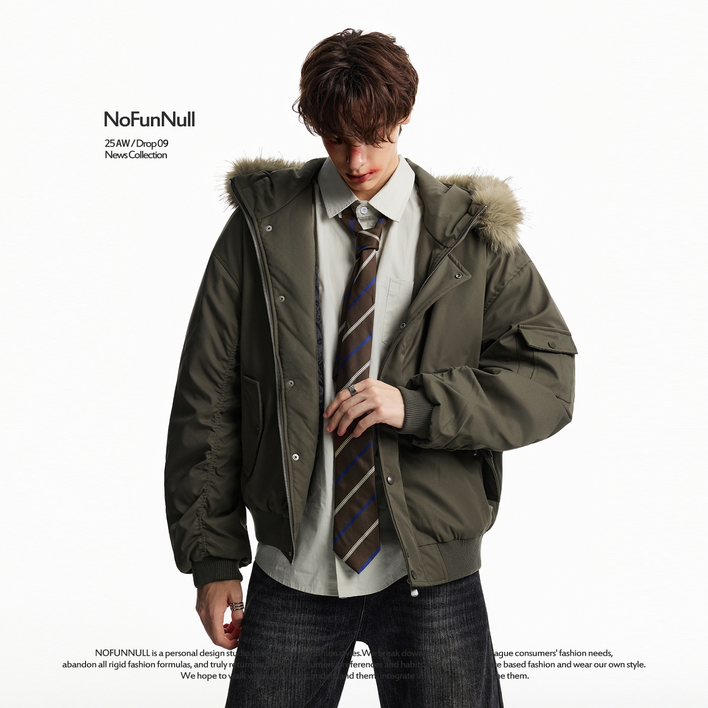 NOFUNNULL重磅连帽派克服棉衣潮