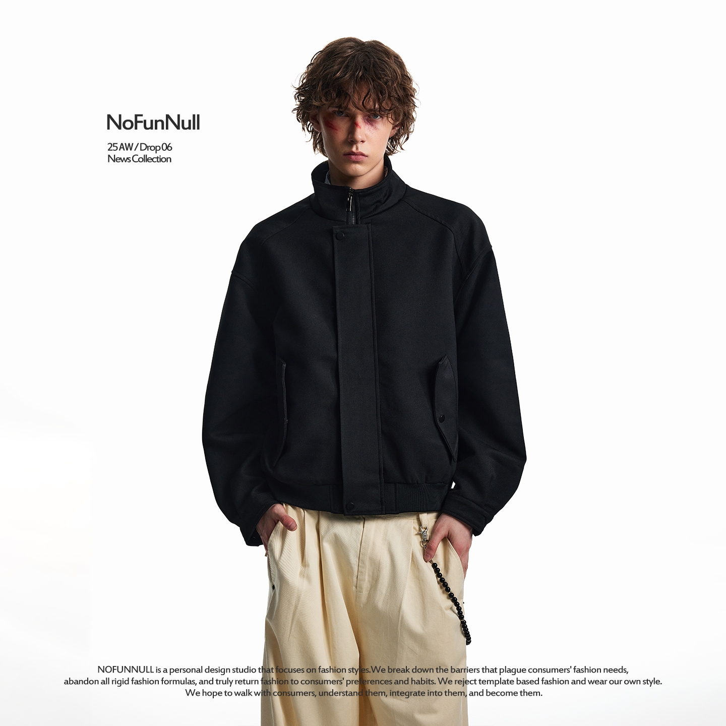 NOFUNNULL美式cleanfit立领夹克