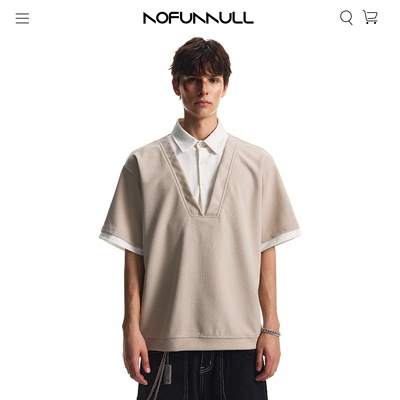 NOFUNNULL假两件华夫格polo衫男