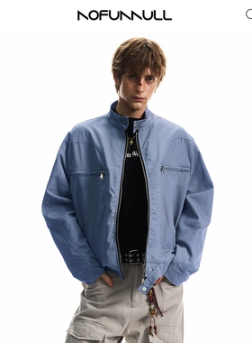 NOFUNNULL 春季美式复古哈灵顿解构夹克男宽松百搭纯棉情侣外套潮