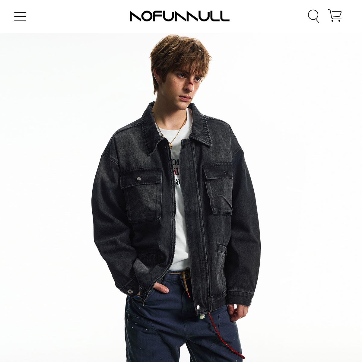 NOFUNNULL美式复古水洗牛仔外套