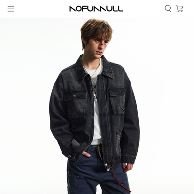 NOFUNNULL美式复古水洗牛仔外套