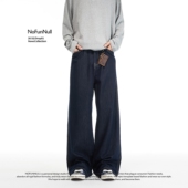 宽松长裤 男女休闲微弹直筒A字裤 原牛蓝莱赛尔牛仔裤 NOFUNNULL美式