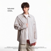 美式 休闲简约纯棉衬衫 春季 NOFUNNULL 男设计感高质感条纹长袖 上衣